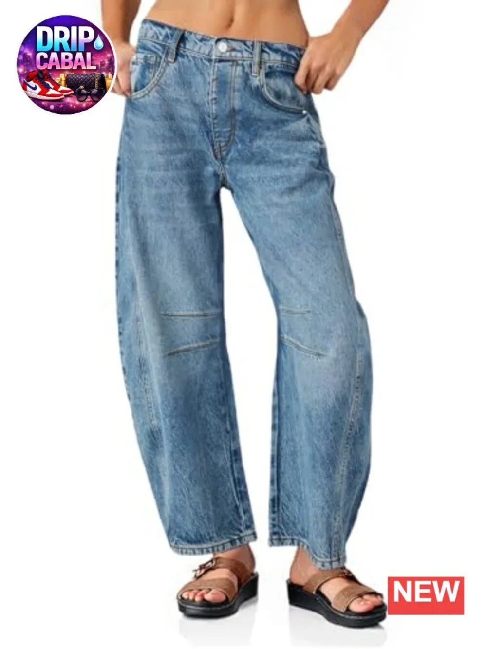 Baggy Boyfriend Jeans Wide Leg Mid Rise Ankle Denim Pants